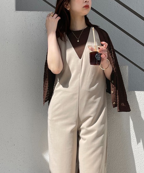 natural couture(ナチュラルクチュール)の「WEB限定/チェック編みカーディガン×リブノースリアンサンブル(アンサンブル・レディース・オフホワイト/ベージュ/ピンク/グリーン/ブラウン・FREE)」の11枚目の写真