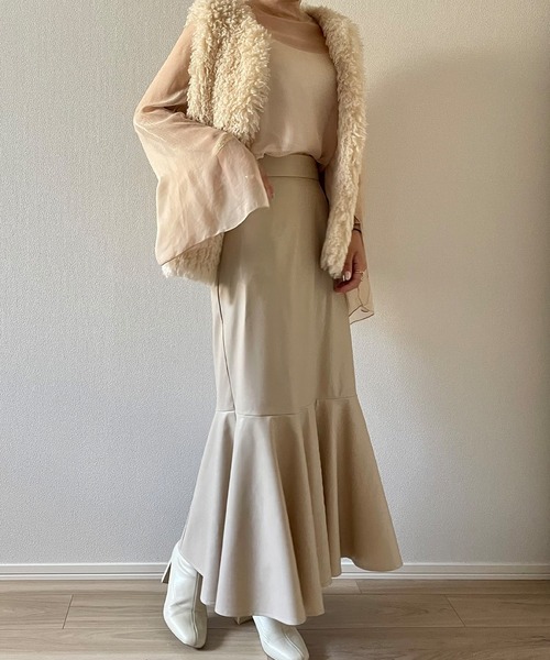 junoah（ジュノア）の「PUレザーフレアマーメイドスカート（スカート・レディース・ブラック/ブラウン/アイボリー・SMALL/MEDIUM/LARGE/X-LARGE）」の8枚目の写真