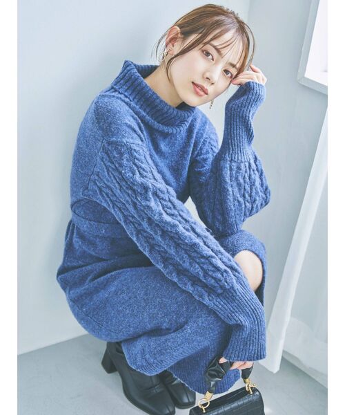 dazzlin（ダズリン）の「タートルニットスリットワンピース（ワンピース・レディース・ネイビー/レッド/オフホワイト/ピンク・FREE）」の18枚目の写真