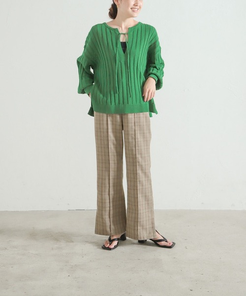 LEPSIM（レプシィム）の「【FOR I SERIES】スカシガラVネックプルオーバー　123131（Tシャツ/カットソー・レディース・ネイビー/グリーン/アイボリー・SMALL）」の10枚目の写真