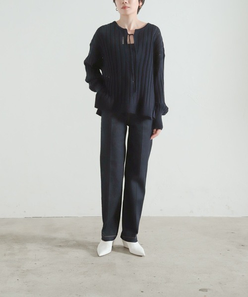 LEPSIM（レプシィム）の「【FOR I SERIES】スカシガラVネックプルオーバー　123131（Tシャツ/カットソー・レディース・ネイビー/グリーン/アイボリー・SMALL）」の12枚目の写真