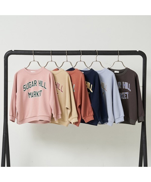 b・ROOM（ビールーム）の「【表コットン毛玉バイバイ】カレッジロゴプリントドルマンスエット（スウェット・キッズ・ベージュ/レンガ/ピンク/ブルーグレー/ネイビー/チャコール・150cm/100cm/130cm/140cm/110cm/120cm）」の8枚目の写真