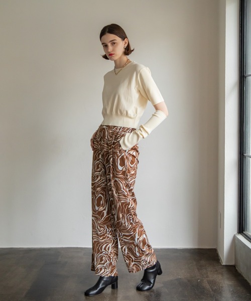 VACANCY（ヴァカンシー）の「アームウォーマー付きハーフスリーブニット（Tシャツ/カットソー・レディース・ホワイト/ブラック/ブルー・FREE）」の12枚目の写真