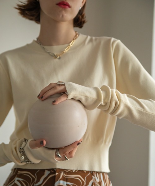 VACANCY（ヴァカンシー）の「アームウォーマー付きハーフスリーブニット（Tシャツ/カットソー・レディース・ホワイト/ブラック/ブルー・FREE）」の9枚目の写真