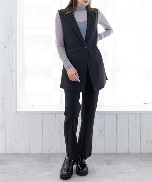 clear(クリア)の「シアーロングカットソートップス/インナー(Tシャツ/カットソー・レディース・ブラック/グレー/オフホワイト/グレー系その他/ベージュ系その他・F)」の15枚目の写真