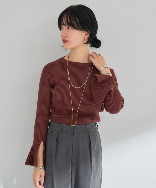 SHENERY（シーナリー）の「フレアスリーブリブニット（ニット/セーター・レディース・ネイビー/ブラウン/オフホワイト/カーキ・FREE）」の17枚目の写真