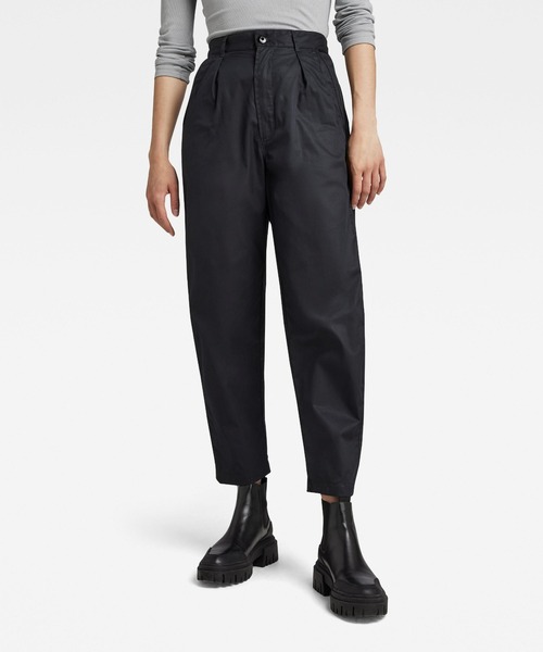 G-STAR(ジースター)の「PLEATED HIGH WAIST CHINO/ハイウエストチノ(チノパンツ・レディース・ブラック系その他/ダークオリーブ・27inch/26inch/25inch/24inch)」の2枚目の写真
