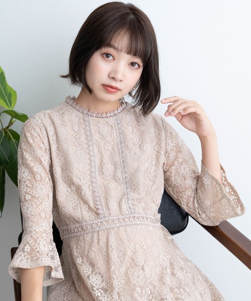 SweetMommy（スウィートマミー）の「総レース オケージョンワンピース（マタニティウェア/グッズ・レディース・ブラック/ベージュ・M/L）」の9枚目の写真