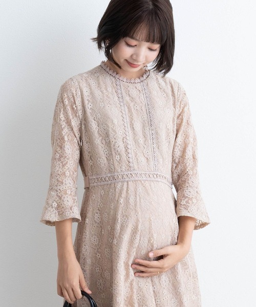 SweetMommy（スウィートマミー）の「総レース オケージョンワンピース（マタニティウェア/グッズ・レディース・ブラック/ベージュ・M/L）」の10枚目の写真