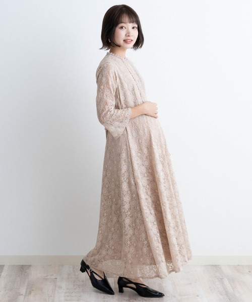 SweetMommy（スウィートマミー）の「総レース オケージョンワンピース（マタニティウェア/グッズ・レディース・ブラック/ベージュ・M/L）」の12枚目の写真