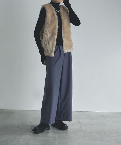 etoll.（エトル）の「フェイクファーマタギベスト（ベスト・レディース・ブラウン/グレイッシュベージュ・M）」の15枚目の写真