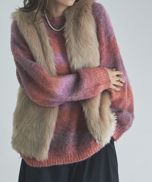 etoll.（エトル）の「フェイクファーマタギベスト（ベスト・レディース・ブラウン/グレイッシュベージュ・M）」の10枚目の写真