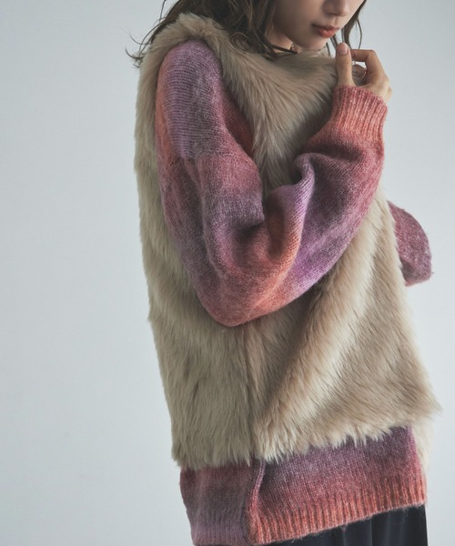 etoll.（エトル）の「フェイクファーマタギベスト（ベスト・レディース・ブラウン/グレイッシュベージュ・M）」の11枚目の写真