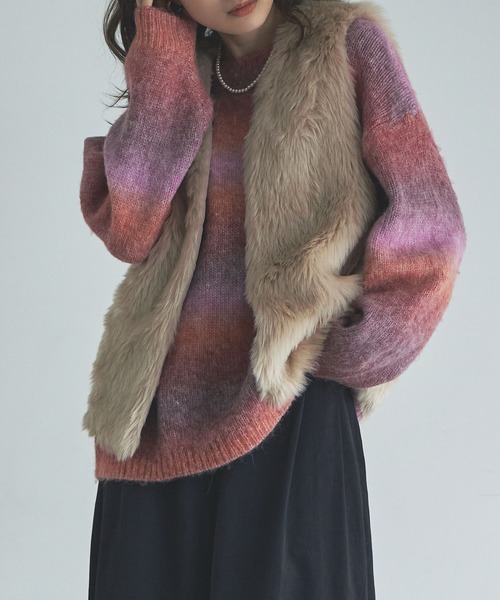 etoll.（エトル）の「フェイクファーマタギベスト（ベスト・レディース・ブラウン/グレイッシュベージュ・M）」の21枚目の写真