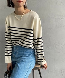[ORCIVAL/オーシバル] クルーネック ボーダーニットプルオーバー