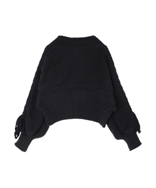ACYM（アシーム）の「Lace up knit カーディガン（カーディガン/ボレロ・レディース・ホワイト/ブラック・FREE）」の4枚目の写真