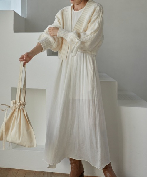 ACYM（アシーム）の「Lace up knit カーディガン（カーディガン/ボレロ・レディース・ホワイト/ブラック・FREE）」の5枚目の写真