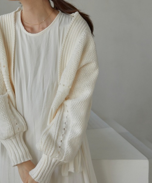 ACYM（アシーム）の「Lace up knit カーディガン（カーディガン/ボレロ・レディース・ホワイト/ブラック・FREE）」の9枚目の写真