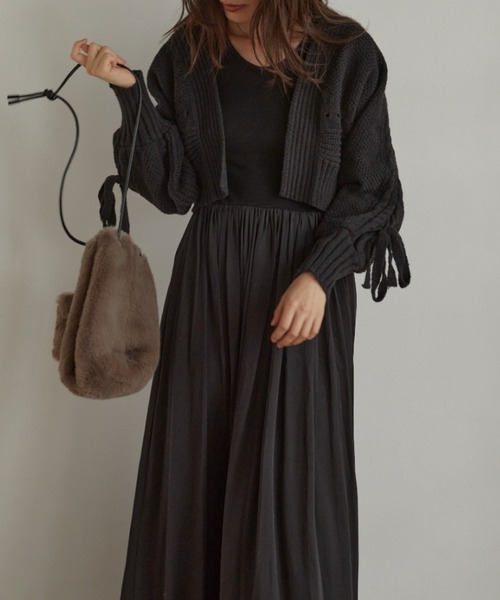 ACYM（アシーム）の「Lace up knit カーディガン（カーディガン/ボレロ・レディース・ホワイト/ブラック・FREE）」の11枚目の写真