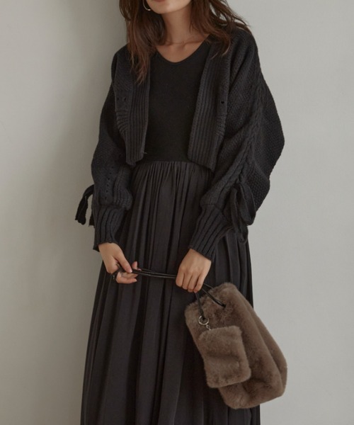 ACYM（アシーム）の「Lace up knit カーディガン（カーディガン/ボレロ・レディース・ホワイト/ブラック・FREE）」の15枚目の写真