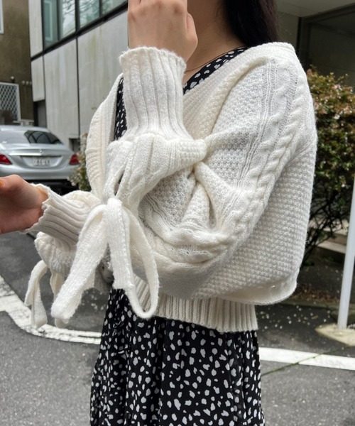 ACYM（アシーム）の「Lace up knit カーディガン（カーディガン/ボレロ・レディース・ホワイト/ブラック・FREE）」の19枚目の写真
