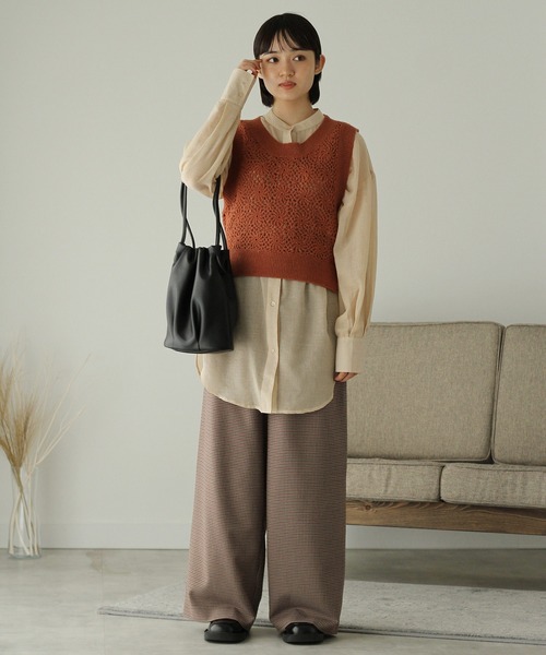 Crisp（クリスプ）の「チェックタックパンツ（その他パンツ・レディース・ブラウン/ベージュ・FREE）」の3枚目の写真