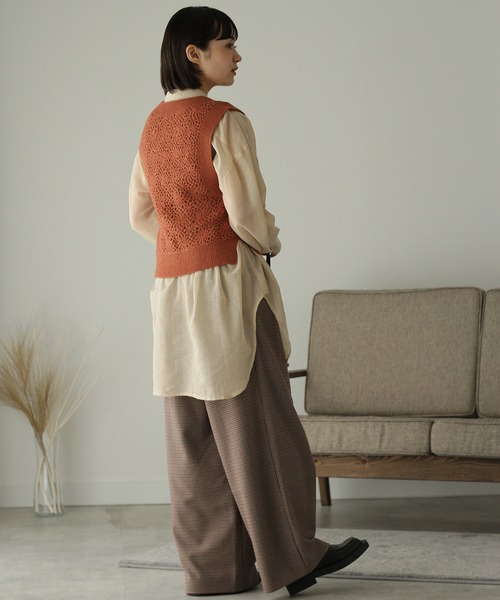 Crisp（クリスプ）の「チェックタックパンツ（その他パンツ・レディース・ブラウン/ベージュ・FREE）」の5枚目の写真