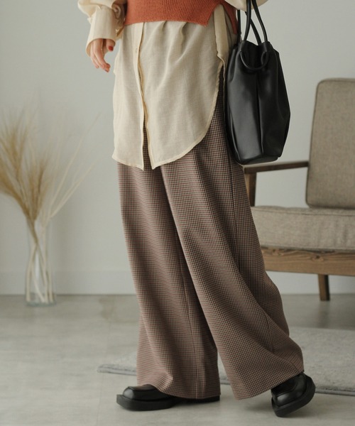Crisp（クリスプ）の「チェックタックパンツ（その他パンツ・レディース・ブラウン/ベージュ・FREE）」の6枚目の写真