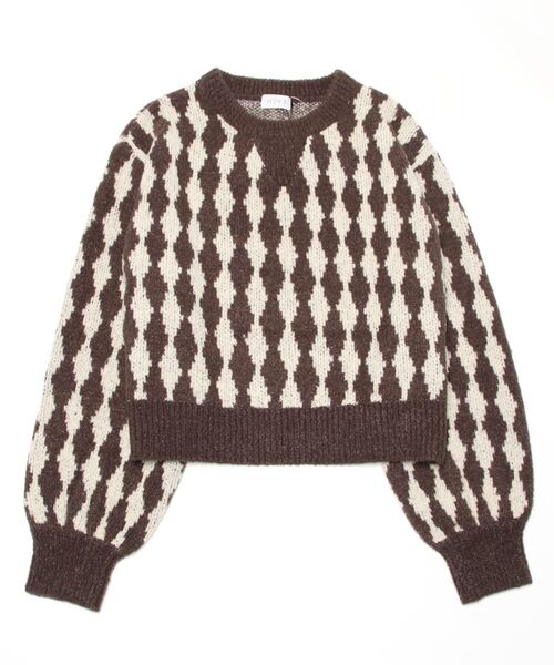 B'2nd(ビーセカンド)の「HCAE(エイチシーエーイー) JACQUARD KNITTED TOP/ジャガードニット(ニット/セーター・レディース・ブラウン/ピンク・F)」の5枚目の写真