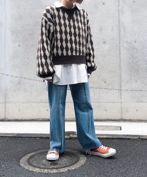 B'2nd(ビーセカンド)の「HCAE(エイチシーエーイー) JACQUARD KNITTED TOP/ジャガードニット(ニット/セーター・レディース・ブラウン/ピンク・F)」の4枚目の写真