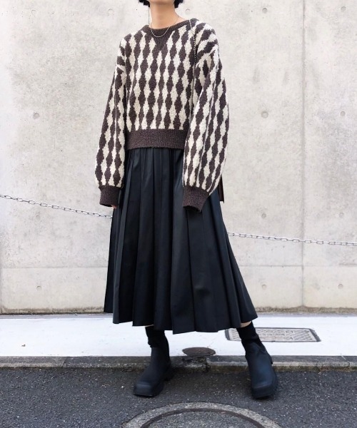 B'2nd(ビーセカンド)の「HCAE(エイチシーエーイー) JACQUARD KNITTED TOP/ジャガードニット(ニット/セーター・レディース・ブラウン/ピンク・F)」の6枚目の写真