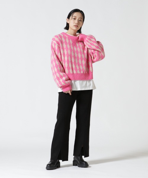 B'2nd(ビーセカンド)の「HCAE(エイチシーエーイー) JACQUARD KNITTED TOP/ジャガードニット(ニット/セーター・レディース・ブラウン/ピンク・F)」の8枚目の写真