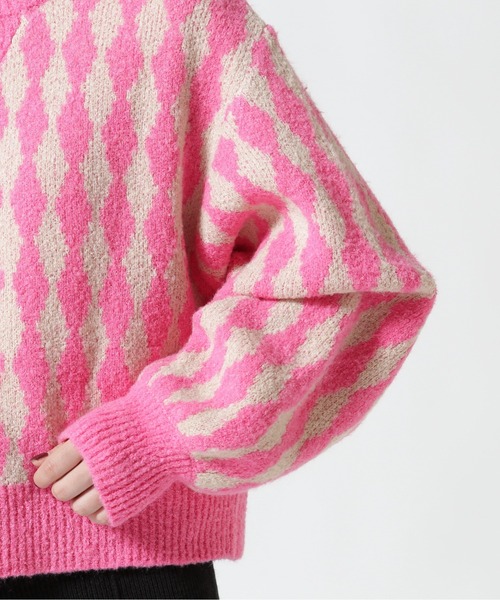 B'2nd(ビーセカンド)の「HCAE(エイチシーエーイー) JACQUARD KNITTED TOP/ジャガードニット(ニット/セーター・レディース・ブラウン/ピンク・F)」の12枚目の写真