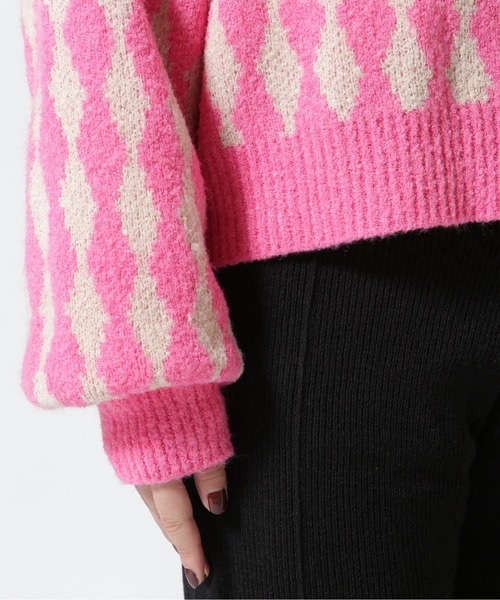 B'2nd(ビーセカンド)の「HCAE(エイチシーエーイー) JACQUARD KNITTED TOP/ジャガードニット(ニット/セーター・レディース・ブラウン/ピンク・F)」の13枚目の写真