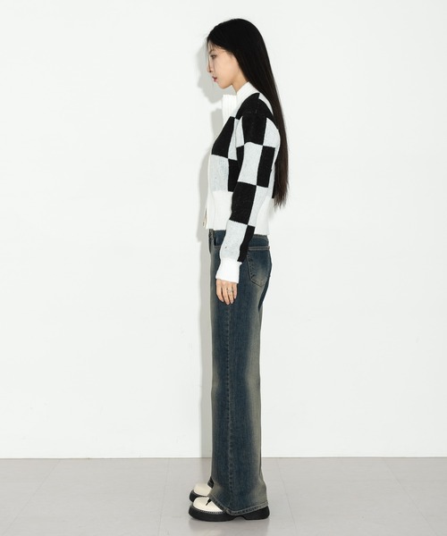 FOLLOWIN（フォロウィン）の「スクエアハーフジップアップニットカーディガン（カーディガン/ボレロ・レディース・ブラック/ベージュ/グリーン・FREE）」の6枚目の写真