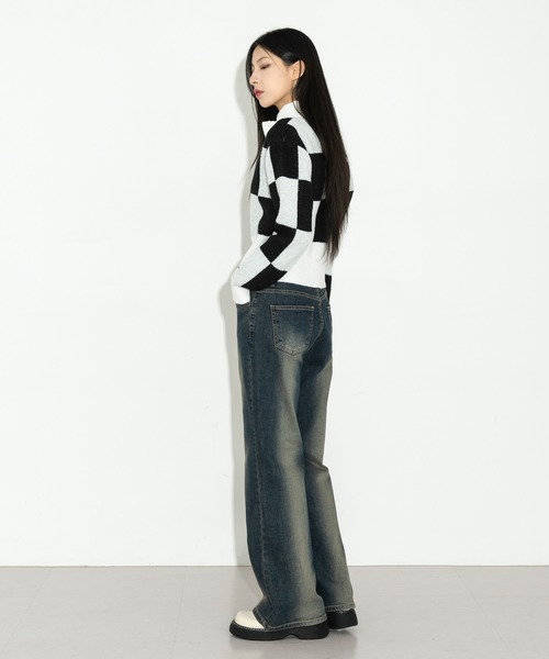 FOLLOWIN（フォロウィン）の「スクエアハーフジップアップニットカーディガン（カーディガン/ボレロ・レディース・ブラック/ベージュ/グリーン・FREE）」の10枚目の写真