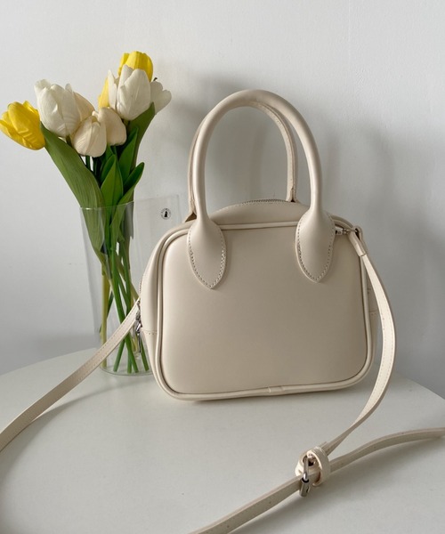 CLEA（クレア）の「2WAYアースカラースクエアミニボストンショルダーバッグ（ボストンバッグ・レディース・キャメル/アイボリー/ブラック/ライトグリーン・FREE）」の12枚目の写真