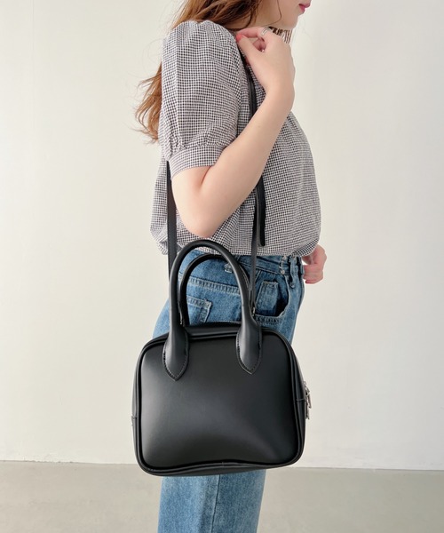 CLEA（クレア）の「2WAYアースカラースクエアミニボストンショルダーバッグ（ボストンバッグ・レディース・キャメル/アイボリー/ブラック/ライトグリーン・FREE）」の16枚目の写真