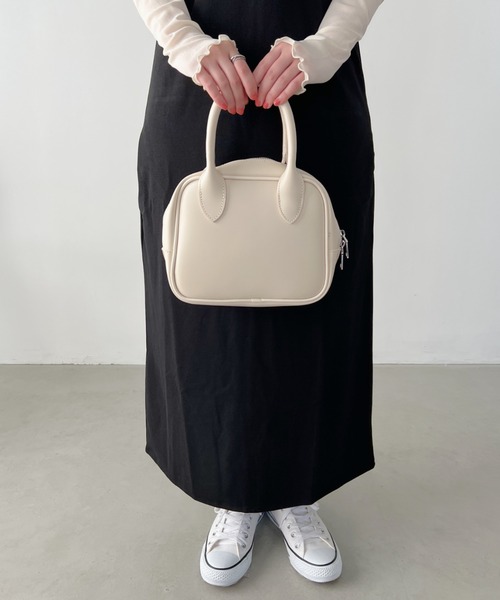 CLEA（クレア）の「2WAYアースカラースクエアミニボストンショルダーバッグ（ボストンバッグ・レディース・キャメル/アイボリー/ブラック/ライトグリーン・FREE）」の10枚目の写真