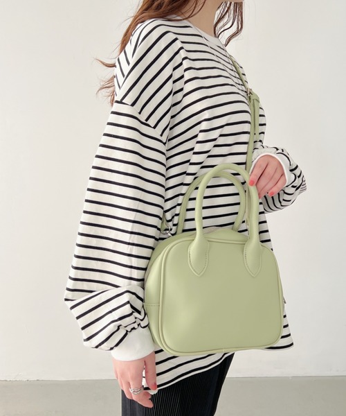 CLEA（クレア）の「2WAYアースカラースクエアミニボストンショルダーバッグ（ボストンバッグ・レディース・キャメル/アイボリー/ブラック/ライトグリーン・FREE）」の22枚目の写真