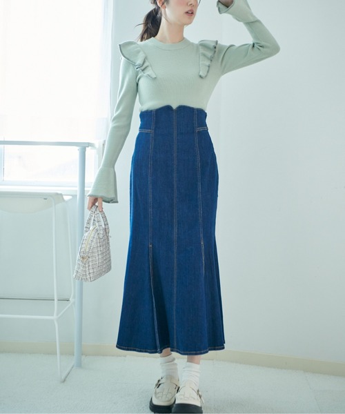 FREE'S MART（フリーズマート）の「[Sシリーズ対応]ハイウエストタックマーメイドデニムスカート（スカート・レディース・ベージュ/ダークネイビー/ブルー系その他2・X-SMALL/MEDIUM/SMALL）」の19枚目の写真