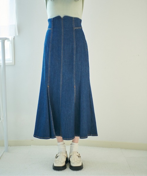 FREE'S MART（フリーズマート）の「[Sシリーズ対応]ハイウエストタックマーメイドデニムスカート（スカート・レディース・ベージュ/ダークネイビー/ブルー系その他2・X-SMALL/MEDIUM/SMALL）」の21枚目の写真