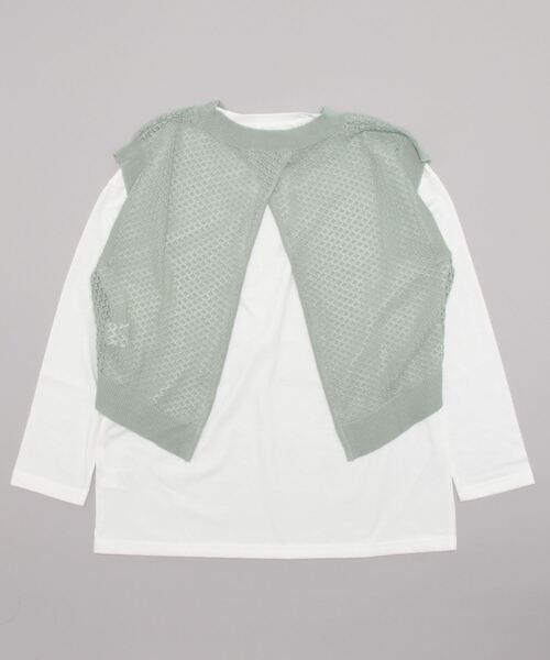 Grand PARK(グランドパーク)の「【セットアイテム】ニットベスト&長袖カットソー(アンサンブル・レディース・ライトブルー/ライトグリーン/ベージュ・FREE)」の4枚目の写真