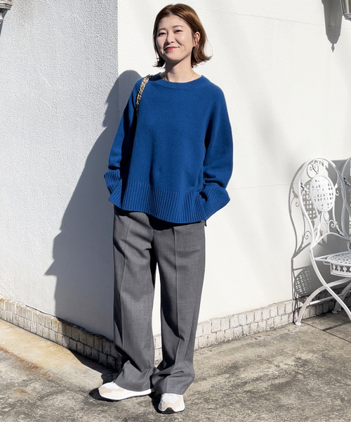 ウールカシミヤクルーネックニット　スピックアンドスパン　青　ブルー Spick & Span（スピックアンドスパン）の「ウールカシミヤクルー