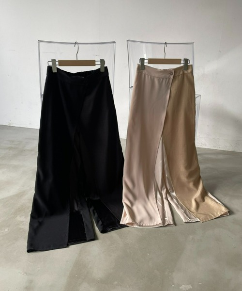 AIC.（エーアイシー）の「ミックスファブリックレイヤードラップパンツ（その他パンツ・レディース・ブラック/ベージュ/カーキ・FREE）」の9枚目の写真