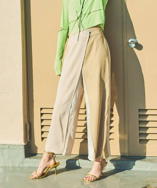 AIC.（エーアイシー）の「ミックスファブリックレイヤードラップパンツ（その他パンツ・レディース・ブラック/ベージュ/カーキ・FREE）」の10枚目の写真