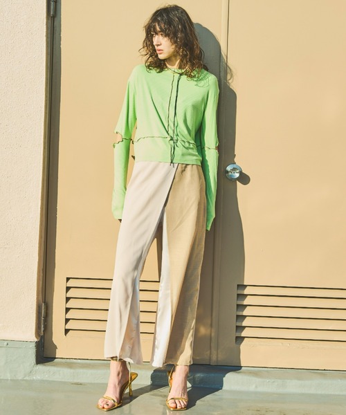 AIC.（エーアイシー）の「ミックスファブリックレイヤードラップパンツ（その他パンツ・レディース・ブラック/ベージュ/カーキ・FREE）」の15枚目の写真