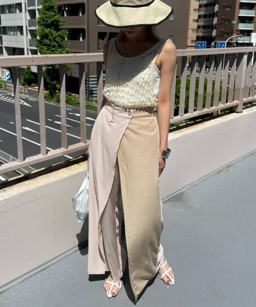 AIC.（エーアイシー）の「ミックスファブリックレイヤードラップパンツ