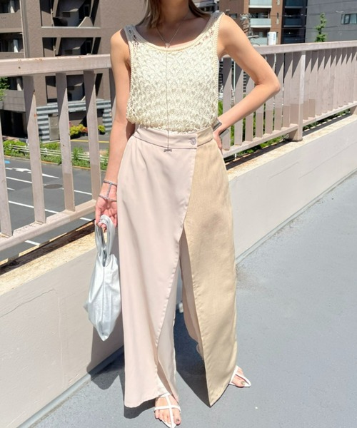 AIC.（エーアイシー）の「ミックスファブリックレイヤードラップパンツ（その他パンツ・レディース・ブラック/ベージュ/カーキ・FREE）」の7枚目の写真