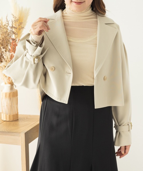 SLURR（スラ―）の「キャンディースリーブショート丈トレンチコート（トレンチコート・レディース・アイボリー/ベージュ・FREE）」の3枚目の写真